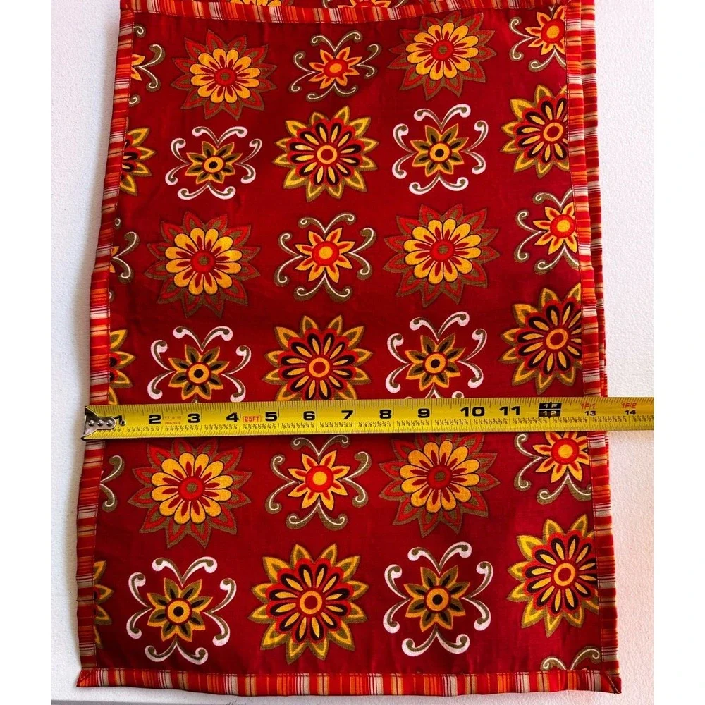 Pier 1 Estrella Placemats Set 4 Red Yellow Floral Reversible Stripe 19x13 Home